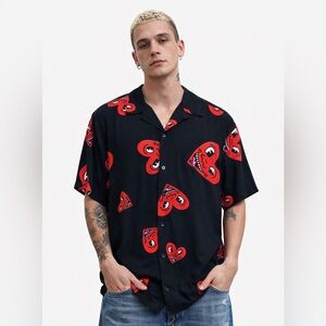 Pacsun x Keith Haring Hearts Camp Short Sleeve Button Up Shirt Size M